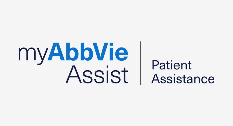 我的Abbvie协助和在白色背景上的患者帮助徽标