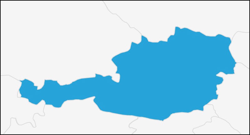 一张地图突出奥地利蓝色