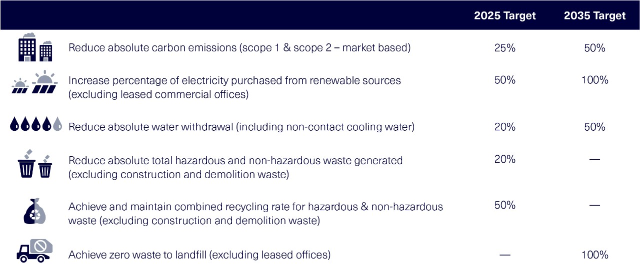 表现出2025和2035的可持续发展目标的表格